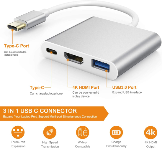 Image sur USB Type-C vers HDMI / USB3.0 / USB 3.1 Adaptateur Type-C