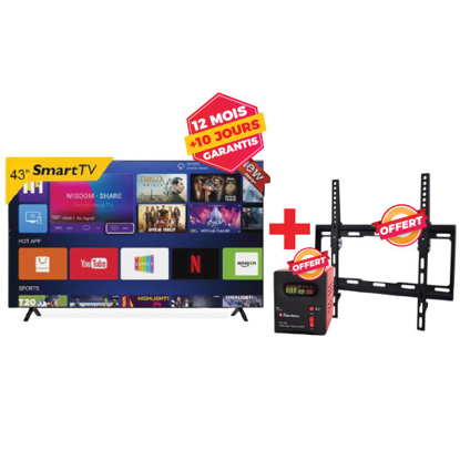 Agrandir l'image de Smart TV LED Ultra Slim Star sat - 43" - Full HD - Noir - 12 Mois garantis + Régulateur Binatone 1000VA et Support OFFERTS Image de Smart TV LED Ultra Slim Star sat - 43" - Full HD - Noir - 12 Mois garantis + Régulateur Binatone 1000VA et Support OFFERTS