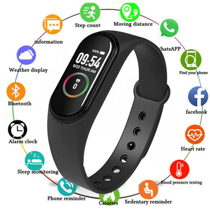 Agrandir l'image de Montre connectée M4, Smart Band M4, Fitness Tracker, Montre Bracelet Fréquence Cardiaque, Pression Artérielle, Smart band Bracelet Podomètre. Image de Montre connectée M4, Smart Band M4, Fitness Tracker, Montre Bracelet Fréquence Cardiaque, Pression Artérielle, Smart band Bracelet Podomètre.
