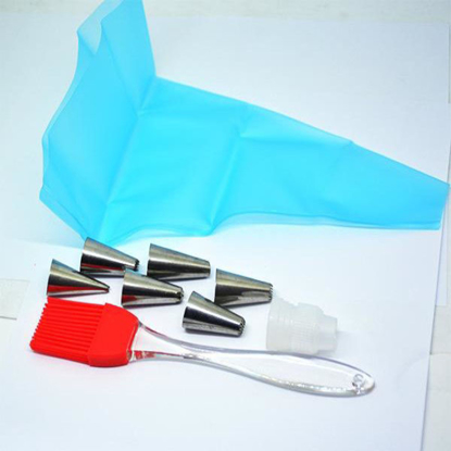 Agrandir l'image de Outil de pâtisserie - 5 Douilles + Poche + Pinceau - Réutilisable Image de Outil de pâtisserie - 5 Douilles + Poche + Pinceau - Réutilisable