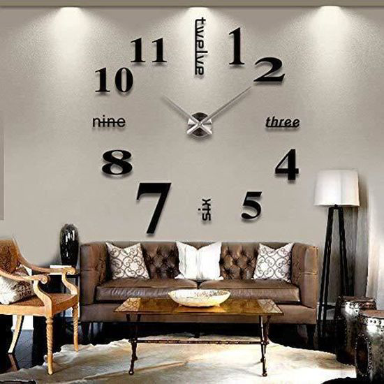 Image sur Horloge Murale Asvert  - Géante 3D DIY Design Moderne Grande Pendule Murale Originale