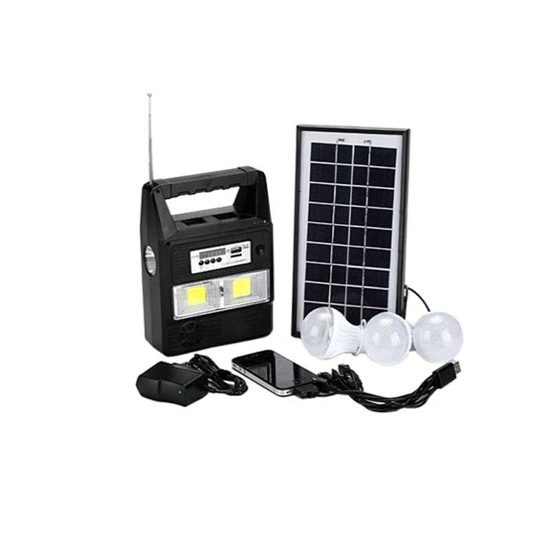 Image sur Système D'Eclairage Solaire Portable Rechargeable - GD 8216 - Avec Radio FM + 3 Lampes Led
