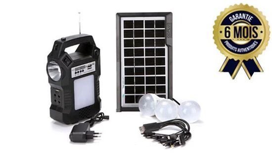 Image sur Système D'Eclairage Solaire Portable Rechargeable - GD 8060 Avec Radio FM + 3 Lampes Led - 6 mois De Garantie