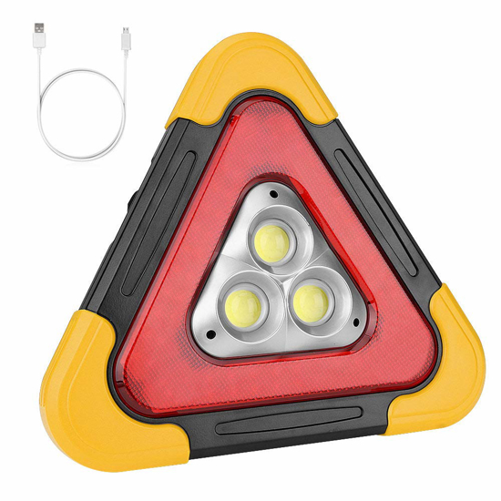 Image sur triangle de signalisation routière à éclairage led cinq modes d'éclairage + power Bank intégré