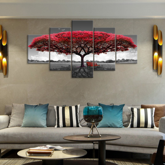 Image sur Tableau décoration d'intérieur - Grand arbre rouge