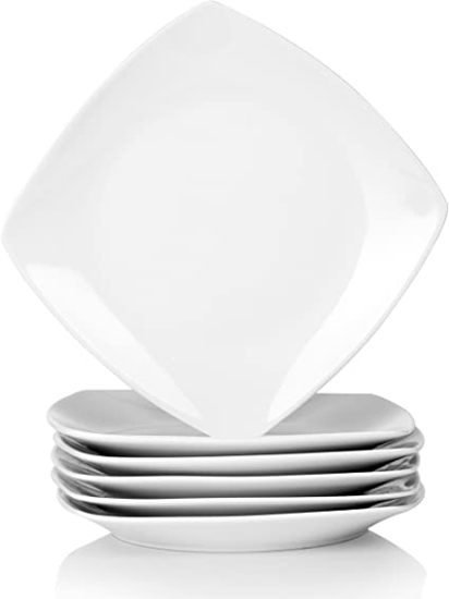 Image sur Lot de 28 grands plats carré  - Blanc -  Porcelaine