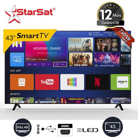 Image sur Smart TV LED Ultra Slim Star sat - 43" - Full HD - Noir - 12 Mois garantis + Régulateur Binatone 1000VA et Support OFFERTS
