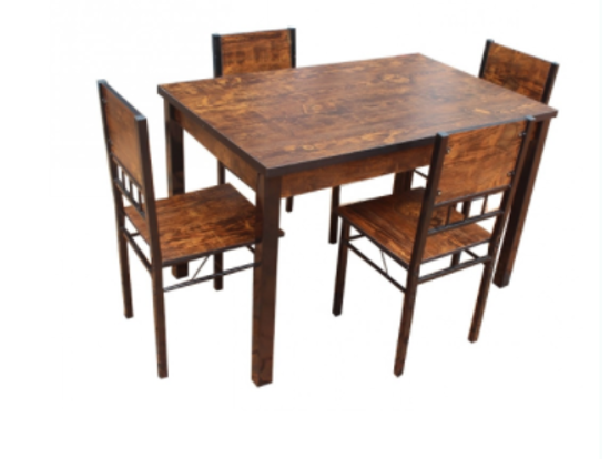 Image sur Salle À Manger Table SM-A26 - 4 places  - en bois avec un  rajout de fer