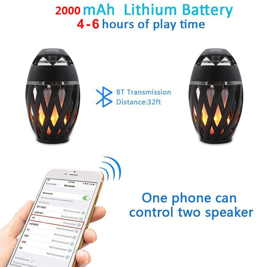 Image sur Haut-parleur extérieur portable sans fil Bluetooth avec lumières scintillantes à LED