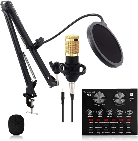 Image sur Microphone professionnel à condensateur, à enregistrement vocal, pour téléphone, PC, Kit, karaoké, carte son, BM800 - garantie: 3 mois