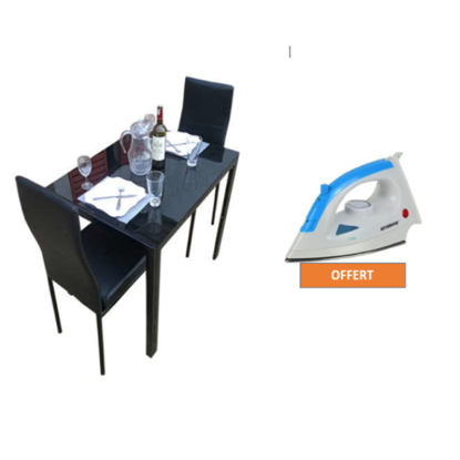 Salle à manger 2 places en verre - Noir + Fer à repasser Kenbrook - A vapeur - 1200W - Blanc et bleu offert		 Salle à manger 2 places en verre - Noir + Fer à repasser Kenbrook - A vapeur - 1200W - Blanc et bleu offert-iziwaycameroun