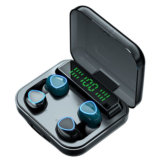 Image sur Ecouteur Bluetooth M22 tws - V5.0 couleur noir, Lot de 4 mini écouteurs M22 Bluetooth 5.1 Réduction du bruit tactile Mouvement stéréo numérique sans fil pour téléphone Noir