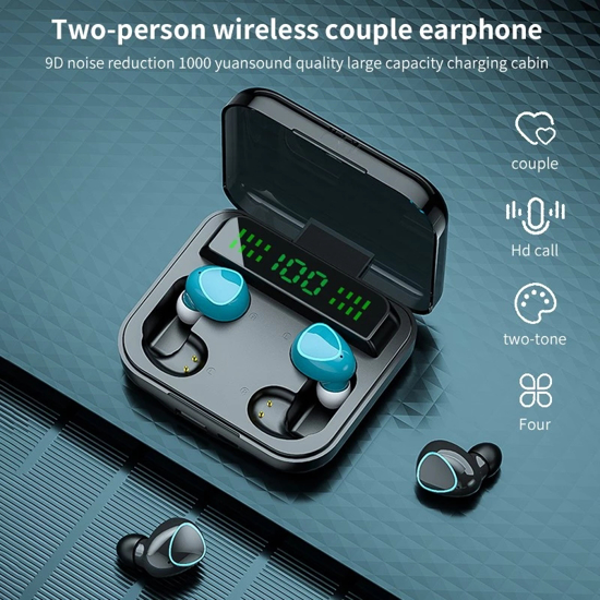 Image sur Ecouteur Bluetooth M22 tws - V5.0 couleur noir, Lot de 4 mini écouteurs M22 Bluetooth 5.1 Réduction du bruit tactile Mouvement stéréo numérique sans fil pour téléphone Noir