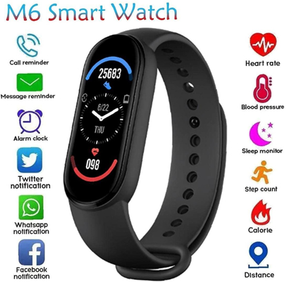Image de Smart Watch M6 Fitness Tracker Bracelet Watch Support Traffret cardiaque Pression artérielle IP67 Activité imperméable.
