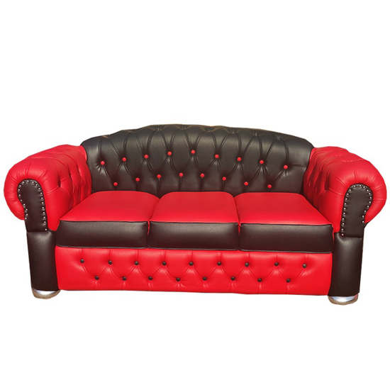 Image sur Salon Complet Luxueux En Cuir 07Places - Sonita Chester-Hill - Noir / Rouge