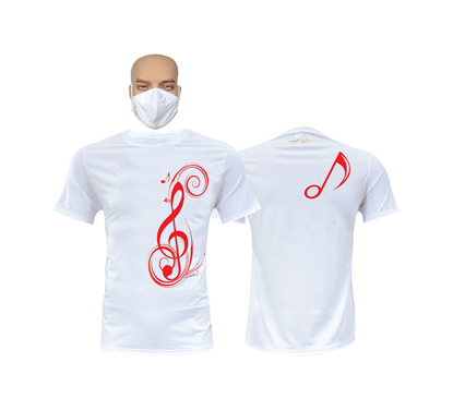 Image de T-shirt et masque en coton - Courtes manches - Sol - Blanc