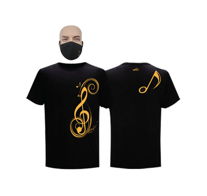 Agrandir l'image de T-shirt et masque en coton - Courtes manches - Sol - Noir Image de T-shirt et masque en coton - Courtes manches - Sol - Noir
