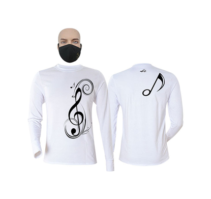 Agrandir l'image de T-shirt et masque en coton - Longues manches - Sol - Blanc Image de T-shirt et masque en coton - Longues manches - Sol - Blanc