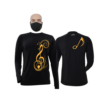 Agrandir l'image de T-shirt et masque en coton - Longues manches - Sol - Noir Image de T-shirt et masque en coton - Longues manches - Sol - Noir