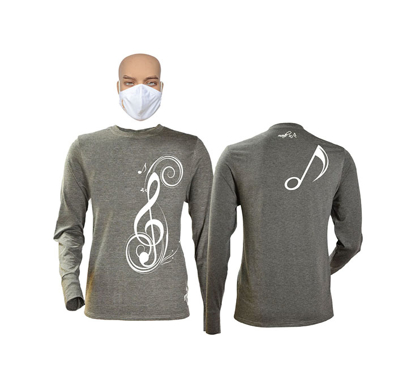 Image de T-shirt et masque en coton - Longues manches - Sol - Gris