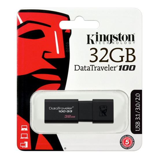 Image sur CLE USB - Kingston DataTraveler 100 G3 - 32Go - Noire
