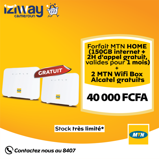 Image sur Forfait MTN - MTN HOME( 150GB internet + 2H d'appel gratuit, valides pour 1 mois) + MTN Wifi Box Alcatel