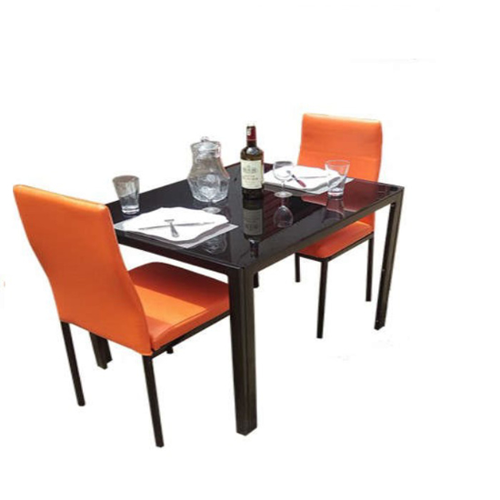 Image sur Salle à manger démontable en verre 2 places - orange et noir