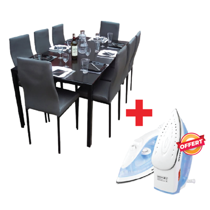 Agrandir l'image de Salle À Manger Démontable En Verre 8 Places - Gris Image de Salle À Manger Démontable En Verre 8 Places - Gris