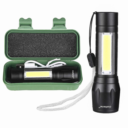 Image de LED Torch - Micro USB Charging with Cable and Case - Stainless Steel Design - 6 MOIS