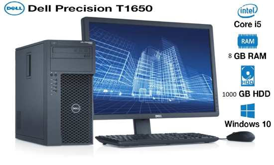 Image sur Station de travail tour Dell Precision T1650 Core i5 | 8 Go de RAM | 1000 Go HD avec écran 22 pouces(Reconditionné)