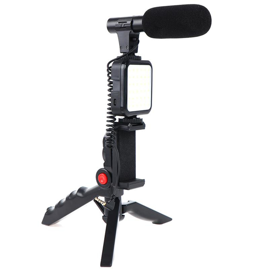 Image sur Microphone à condensateur KIT-01LM avec lumière de remplissage LED pour trépied pour vidéo professionnelle