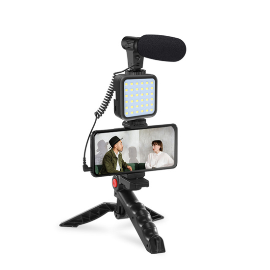 Image sur Microphone à condensateur KIT-01LM avec lumière de remplissage LED pour trépied pour vidéo professionnelle