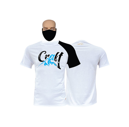 Image de T-shirt et masque en coton - Courtes manches - Craft - Blanc et noir