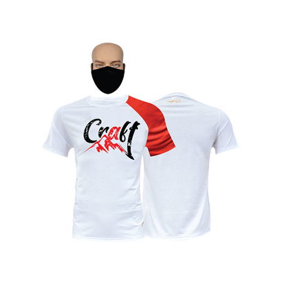 Image de T-shirt et masque en coton - Courtes manches - Craft - Blanc et rouge