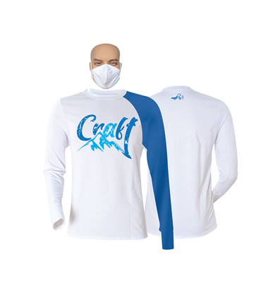 Image de T-shirt et masque en coton - Longues manches - Craft - Blanc et bleu