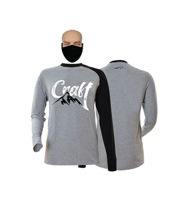 Image de T-shirt et masque en coton - Longues manches - Craft - Gris et noir