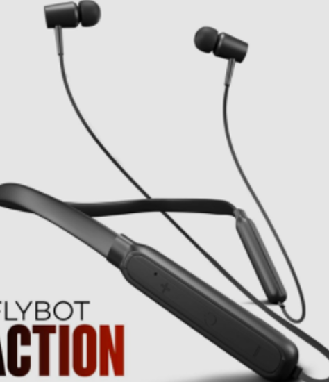 Image sur Flybot Action in Ear, tour de cou Bluetooth sans fil et écouteurs magnétiques, écouteurs de sport résistants à l'eau IPX4, micro intégré (noir)