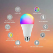 Image sur Ampoule Smart (Wifi & Bluetooth), multicolore, lumière LED intelligente de couleur populaire contrôlée par Google Home Alexa Siri multicolore fonctionne avec téléphoni