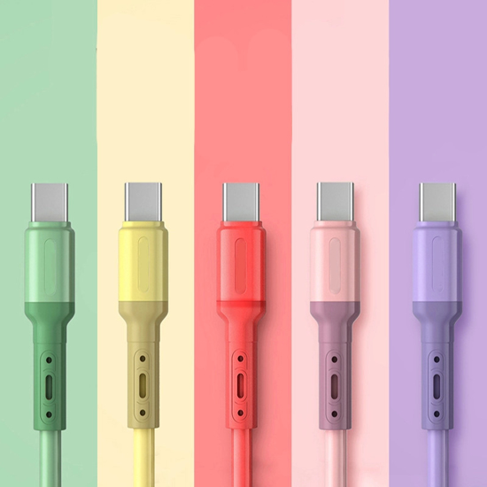 Image sur Long Cable 3.0 Pt Kevin pour une charge rapide et efficace 1m, Type-C, multicolore(vert, rouge, jaune rose), durable, efficient, compatible Iphone, Type-c et Android
