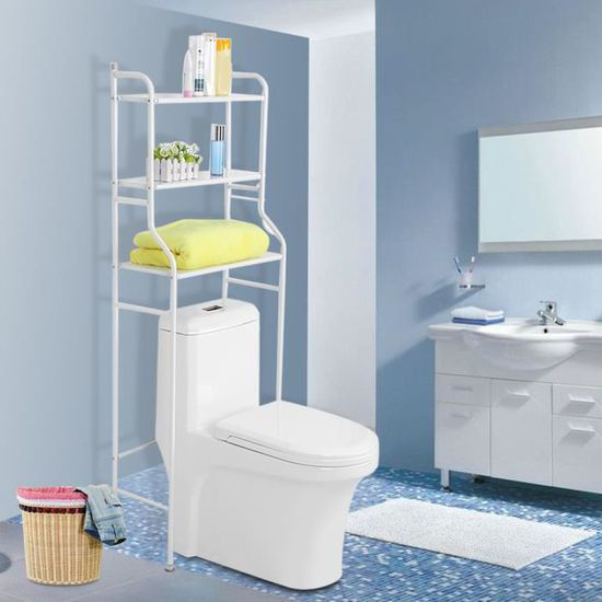 Étagère Salle De Bain MARSA YIFAA - 3 étagères Sur Pied | Rangement Toilette & Machine