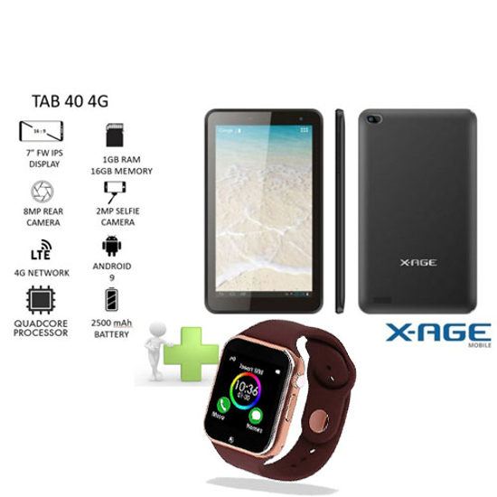 X-AGE TAB 40 (4G) - 1GB/16 GB - noir + Montre connectée B702 gold - iziway Cameroun