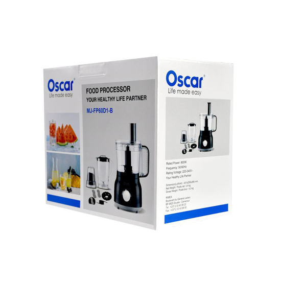 Image sur Robot Mixeur Multifonctions Oscar 6 en 1 - 600 W - Blanc/Noir - FP60D1W - 03Mois