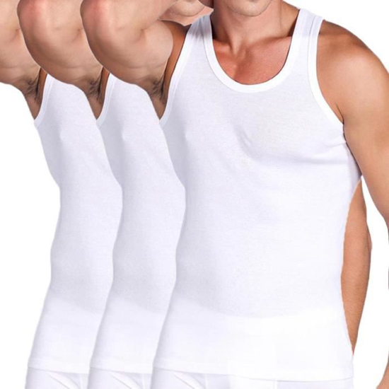 Image sur Lot de trois Débardeurs Homme - 100% coton - Blanc