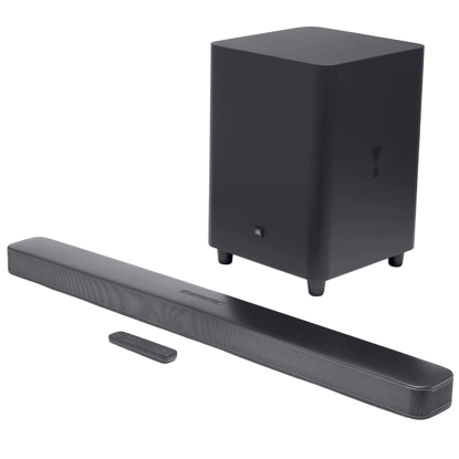 Agrandir l'image de JBL Bar 5.1 Surround Barre de son noir Bluetooth®, avec subwoofer sans fil, USB, fixation murale - Noir - 12 Mois Image de JBL Bar 5.1 Surround Barre de son noir Bluetooth®, avec subwoofer sans fil, USB, fixation murale - Noir - 12 Mois