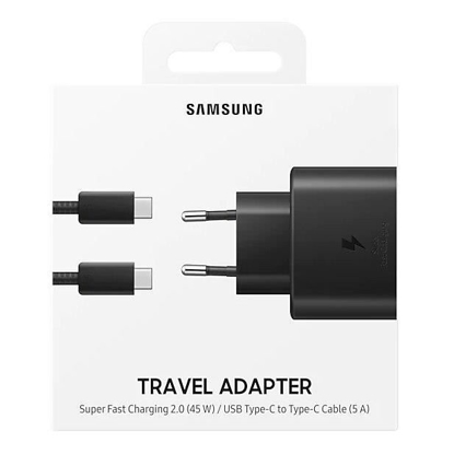 Image de Chargeurs, Original 45W Samsung S20 chargeur Super rapide adaptatif charge rapide type C à type c câble pour - Type EU-Black charger 12 Mois