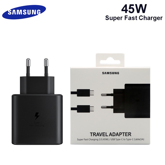 Image sur Chargeurs, Original 45W Samsung S20 chargeur Super rapide adaptatif charge rapide type C à type c câble pour - Type EU-Black charger 12 Mois
