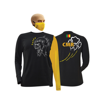 Image de T-shirt et masque en coton - Longues manches - CAN 2022 - Noir et Jaune