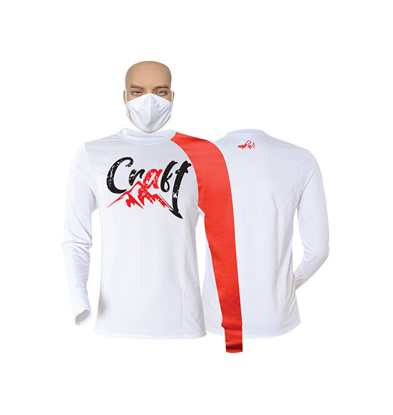 Image de T-shirt et masque en coton - Longues manches - Craft - Blanc, rouge
