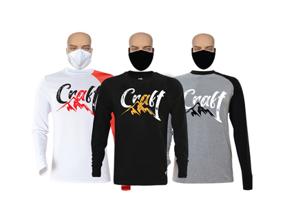 Image de Packs T-shirts en coton - Longues manches - Craft - 3 pièces - Blanc, noir et gris