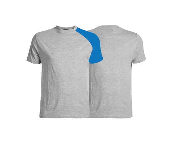 Image sur T-shirt vierge en coton - Courtes manches - Gris et bleu